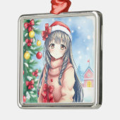  feestelijke anime meisje kerst metalen ornament (Links)