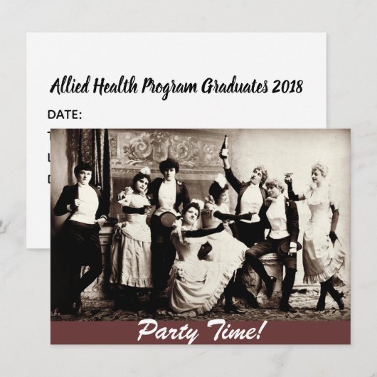 feestelijke Antiek vrouwen vieren platte uitnodigi Kaart (Voorkant / Achterkant)