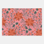 Feestelijke Apple Poinsetta Vakantie Gem Tone Inpakpapier Vel (Voorkant 2)