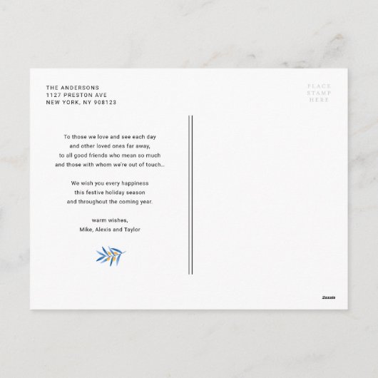 Feestelijke Aquarel Menorah Gelukkig Hanukkah Foto Feestdagenkaart (Achterkant)