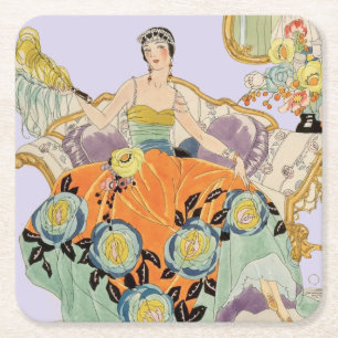 Feestelijke Art Deco Dame Kartonnen Onderzetters