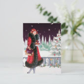 Feestelijke art deco retro dame feestdagenkaart (Staand voorkant)