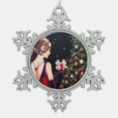 feestelijke art deco retro  lady tin sneeuwvlok ornament (Voorkant)