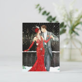 Feestelijke art deco retro vintage koppel feestdagenkaart (Staand voorkant)