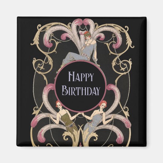 Feestelijke Art Deco Verjaardag   Magneet (Voorkant)
