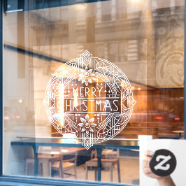 Feestelijke Art Deco Vrolijk Kerstvastklampen Raamsticker