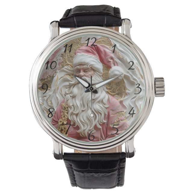 Feestelijke artistieke weergave van Kerstman Horloge (Voorkant)