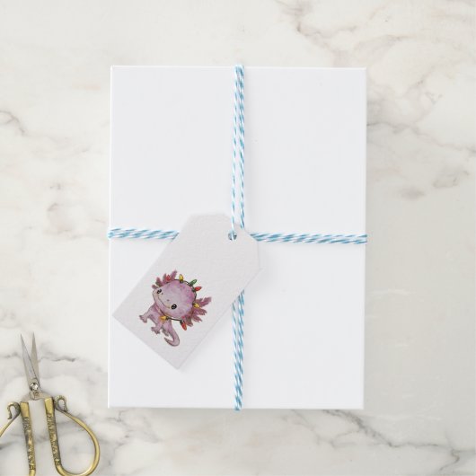 Feestelijke Axolotl Cadeaulabel (Met Touw)