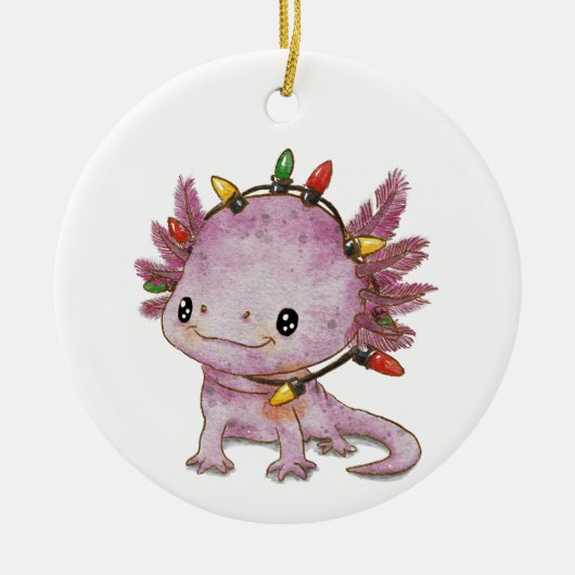 feestelijke axolotl keramisch ornament (Voorkant)