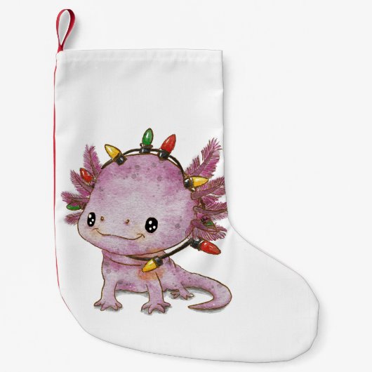 feestelijke axolotl kleine kerstsok (Voorkant)