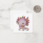 feestelijke axolotl notitiekaartje (Voorkant / Achterkant in situ)