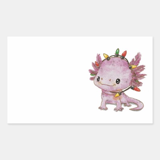 feestelijke axolotl rechthoekige sticker (Voorkant)