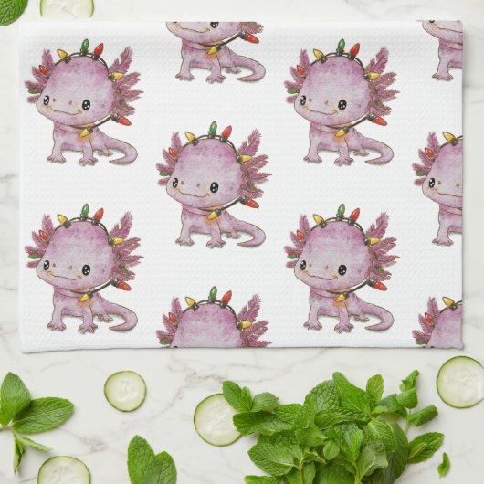 feestelijke axolotl theedoek (Gevouwen)
