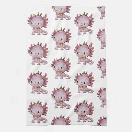 feestelijke axolotl theedoek (Verticaal)