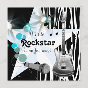 Feestelijke Baby Borrel voor Jongens Rockstar Kaart