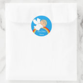 Feestelijke baby boy shower Verjaardagsfeestje Sch Ronde Sticker (Tas)