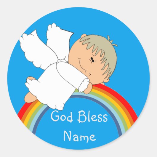 Feestelijke baby boy shower Verjaardagsfeestje Sch Ronde Sticker (Voorkant)