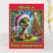 Feestelijke Baby Dinosaur Christmas Kaart (Gele Bloem)