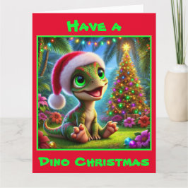 Feestelijke Baby Dinosaur Christmas Kaart