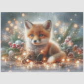 Feestelijke Baby Fox Holiday Lights Decoupage Tissuepapier (Voorkant)
