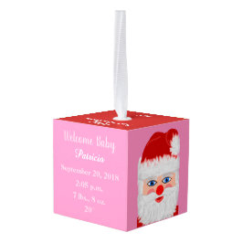 Feestelijke Baby Girl Geboorte Stats Santa Cube Or Kubus Ornament
