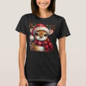 Feestelijke Baby Herten met kerstverlichting en ke T-shirt (Voorkant)