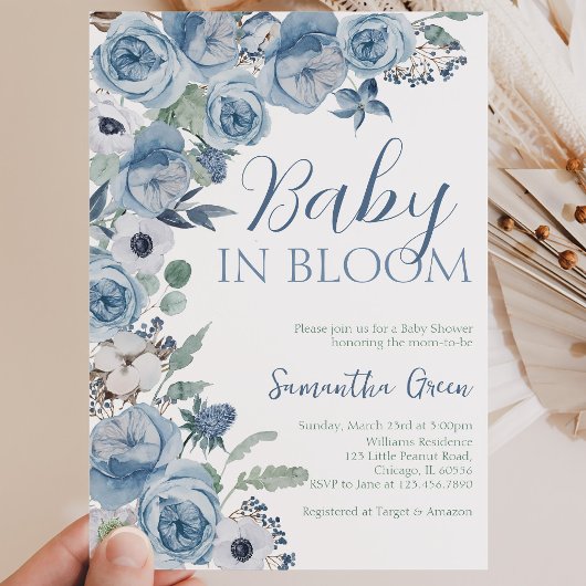 Feestelijke baby in bloei jongens baby shower kaart