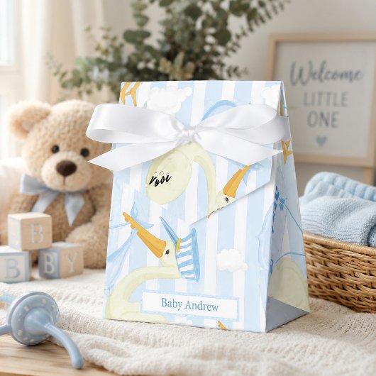 Feestelijke baby jongens douche bedankdoosjes