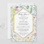 Feestelijke baby shower stoffig blauwe waterverf r kaart (Voorkant)