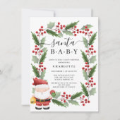 Feestelijke Baby Shower Uitnodiging Jolly Santa (Voorkant)