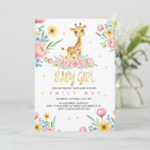 Feestelijke Baby Shower Viering voor Kleine Giraff Kaart (Staand voorkant)