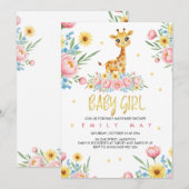 Feestelijke Baby Shower Viering voor Kleine Giraff Kaart (Voorkant / Achterkant)