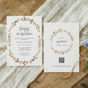 Feestelijke baby shower voor meisje Baby in Bloom  Kaart