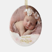 Feestelijke Baby's 1e Kerstmis Sneeuw Flurry Foto Keramisch Ornament (Rechts)