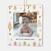 Feestelijke baby's eerste foto Kerstboom Ornament (Links)