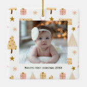Feestelijke baby's eerste foto Kerstboom Ornament (Achterkant)