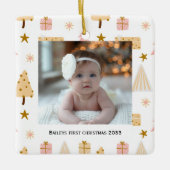 Feestelijke baby's eerste foto Kerstboom Ornament (Voorkant)