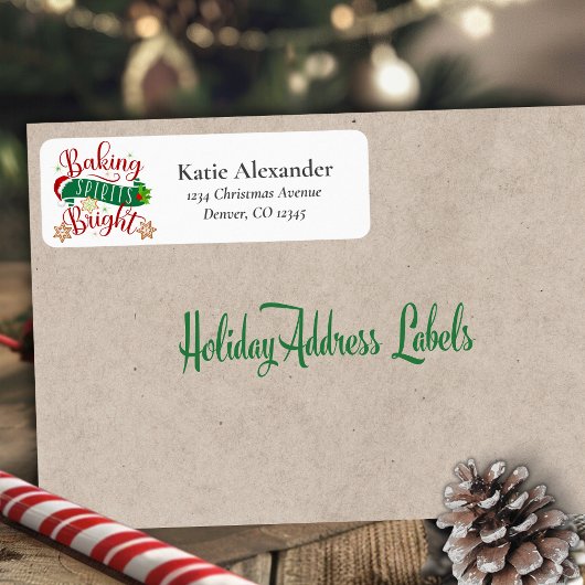 Feestelijke bakgeesten Heldere aangepaste kerst Etiket