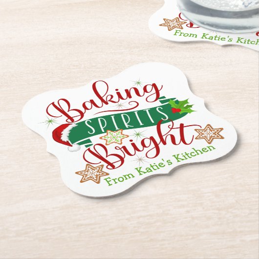 Feestelijke bakgeesten Heldere aangepaste kerst Kartonnen Onderzetters (Gekanteld)