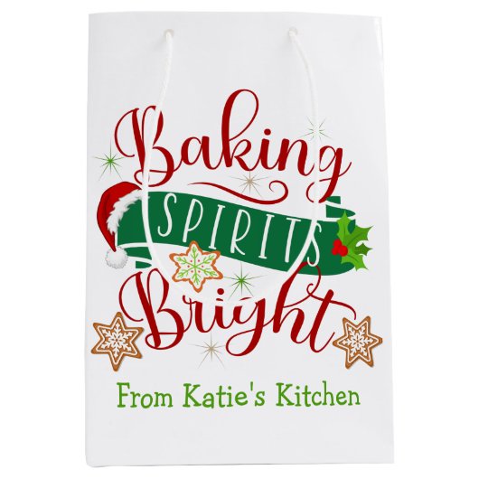 Feestelijke bakgeesten Heldere aangepaste kerst Medium Cadeauzakje (Voorkant)
