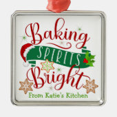 Feestelijke bakgeesten Heldere aangepaste kerst Metalen Ornament (Voorkant)