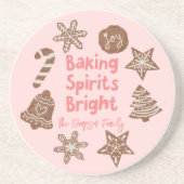 Feestelijke Baking Spirits Bright Pink Zandsteen Onderzetter (Voorkant)