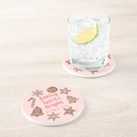 Feestelijke Baking Spirits Bright Pink Zandsteen Onderzetter (Zijkant)