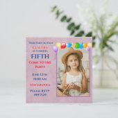 Feestelijke ballonnen Foto Roze Verjaardagsfeest Kaart (Staand voorkant)