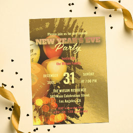 Feestelijke ballonnen lichten Confetti oudejaarsav Kaart