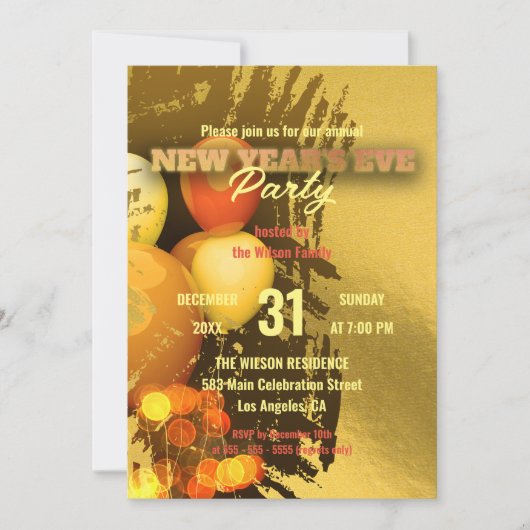 Feestelijke ballonnen lichten Confetti oudejaarsav Kaart (Voorkant)