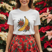 Feestelijke banaan met kerstbloemen t-shirt