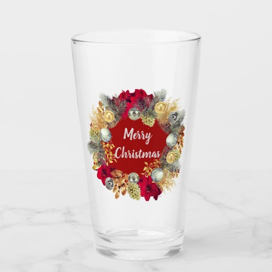 Feestelijke Barware Kerst Krans Glas Tumbler (Voorkant)