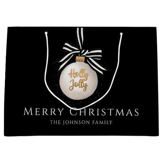 Feestelijke Bauble Black Christmas Groot Cadeauzakje (Voorkant)