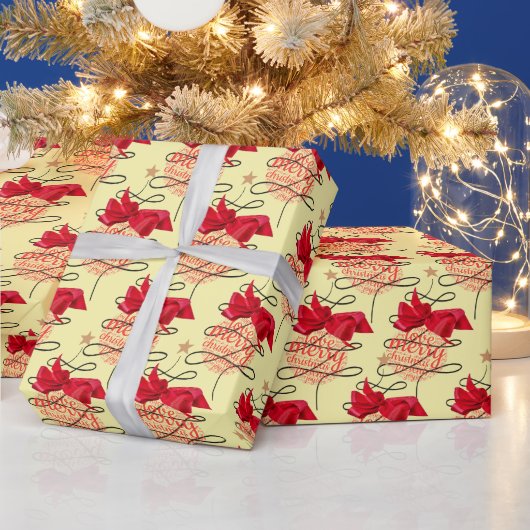 Feestelijke Bauble Cream op Kerstmis Cadeaupapier (Feestdagen)